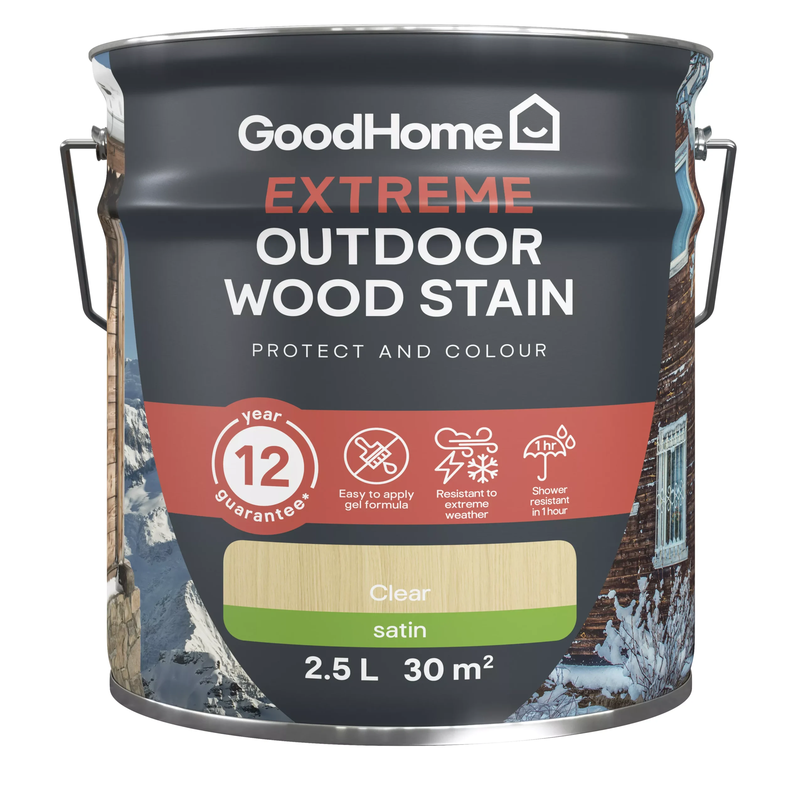 GoodHome Extreme Outdoor Clear Satin Quick Dry Wood Stain, 2.5L 4 GoodHome Extreme Outdoor Clear Satin Quick Dry Wood Stain, 2.5L - Image 2