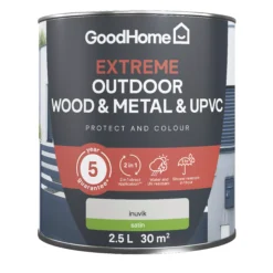 GoodHome Extreme Outdoor Inuvik Satinwood Multi-surface Paint, 2.5L -Trade Points goodhome extreme outdoor inuvik satinwood multi surface paint 2 5l5059340297095 02c