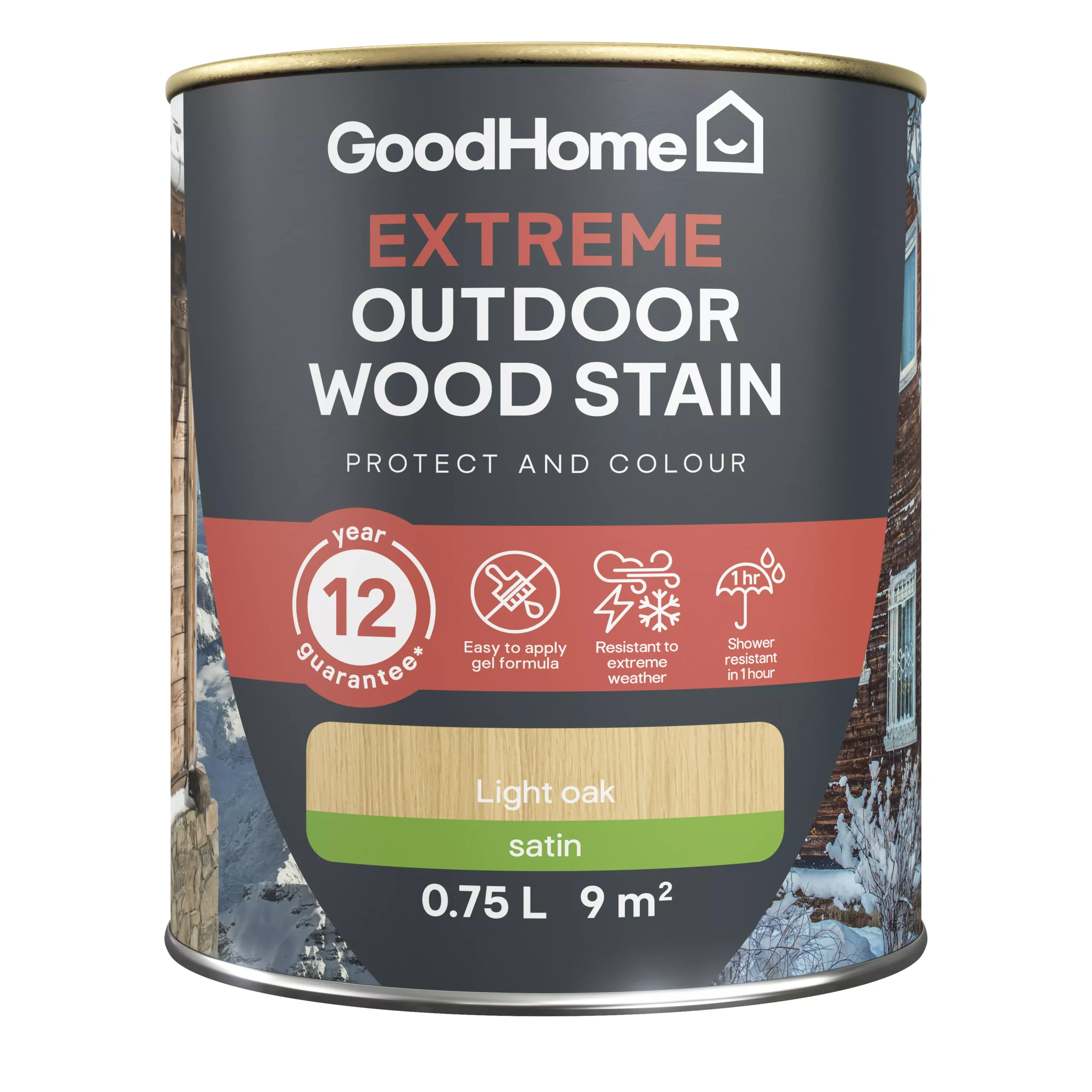 GoodHome Extreme Outdoor Light Oak Satin Quick Dry Wood Stain, 750ml 4 GoodHome Extreme Outdoor Light Oak Satin Quick Dry Wood Stain, 750ml - Image 2