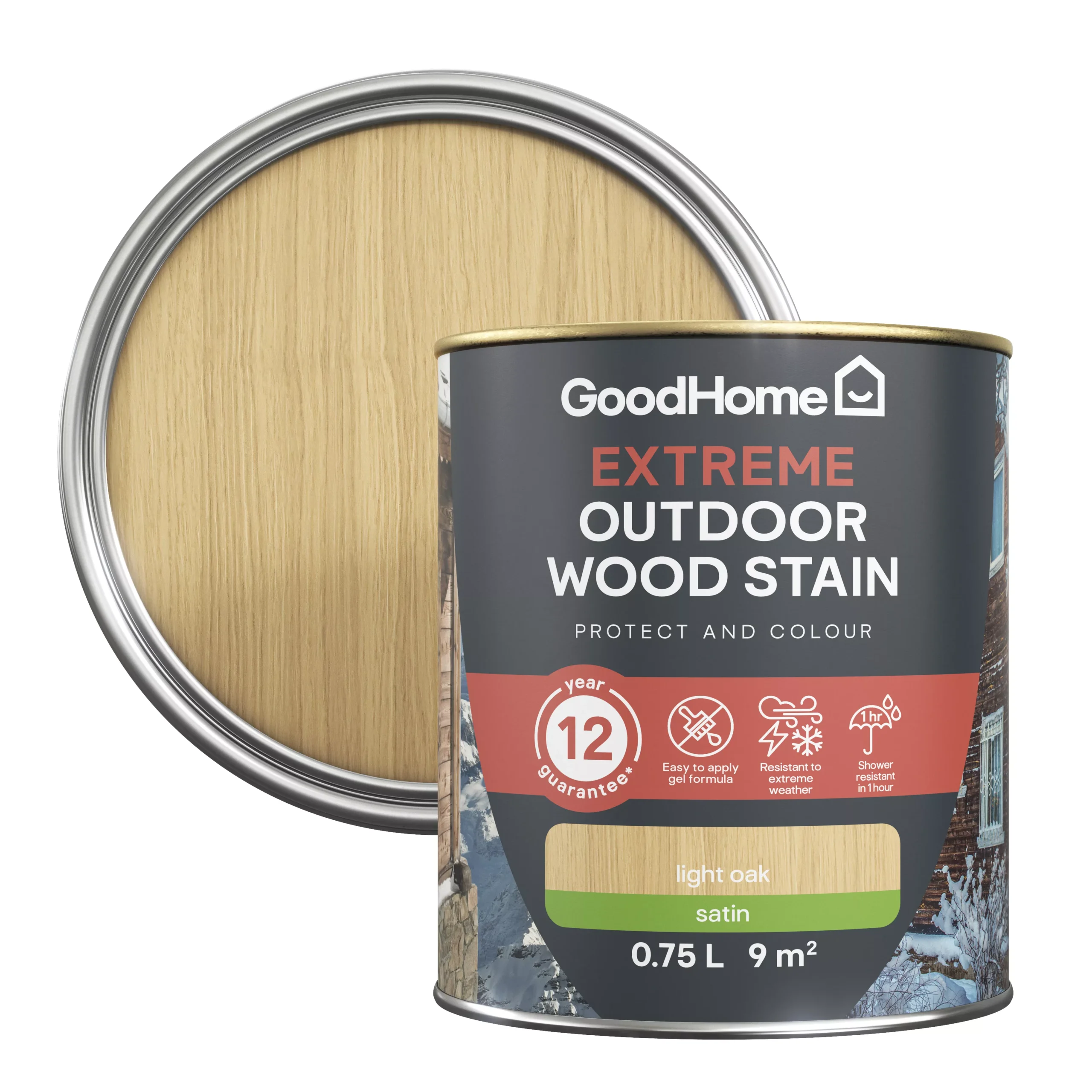 GoodHome Extreme Outdoor Light Oak Satin Quick Dry Wood Stain, 750ml 3 GoodHome Extreme Outdoor Light Oak Satin Quick Dry Wood Stain, 750ml