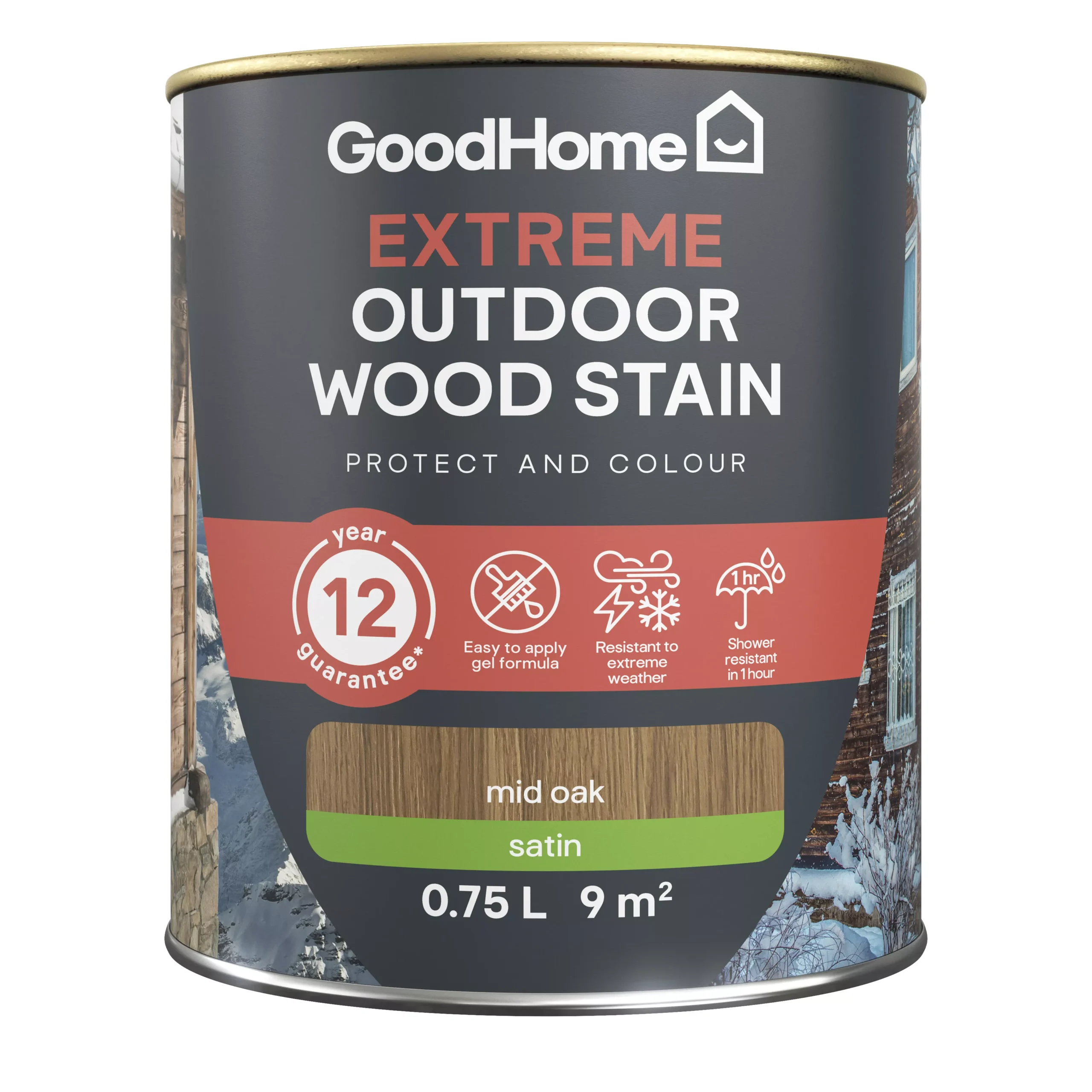GoodHome Extreme Outdoor Mid Oak Satin Quick Dry Wood Stain, 750ml 4 GoodHome Extreme Outdoor Mid Oak Satin Quick Dry Wood Stain, 750ml - Image 2