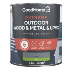 GoodHome Extreme Outdoor Tulsa Satinwood Multi-surface Paint, 2.5L -Trade Points goodhome extreme outdoor tulsa satinwood multi surface paint 2 5l5059340297101 02c