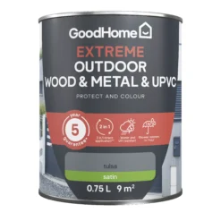 GoodHome Extreme Outdoor Tulsa Satinwood Multi-surface Paint, 750ml -Trade Points goodhome extreme outdoor tulsa satinwood multi surface paint 750ml5059340297040 02c