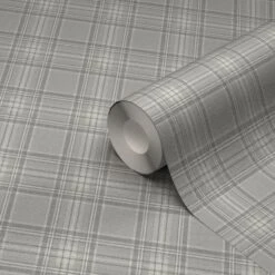 GoodHome Falcata Beige Checked Fabric Effect Smooth Wallpaper