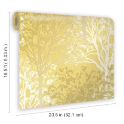 GoodHome Foxhill Yellow Trees Metallic Effect Smooth Wallpaper -Trade Points goodhome foxhill yellow trees metallic effect smooth wallpaper5059340410425 02t