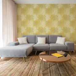GoodHome Foxhill Yellow Trees Metallic Effect Smooth Wallpaper -Trade Points goodhome foxhill yellow trees metallic effect smooth wallpaper5059340410425 21i