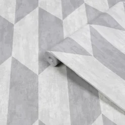 GoodHome Garnet Grey Geometric Silver Effect Textured Wallpaper 12 GoodHome Garnet Grey Geometric Silver Effect Textured Wallpaper -Trade Points goodhome garnet grey geometric silver effect textured wallpaper5059340409276 36c