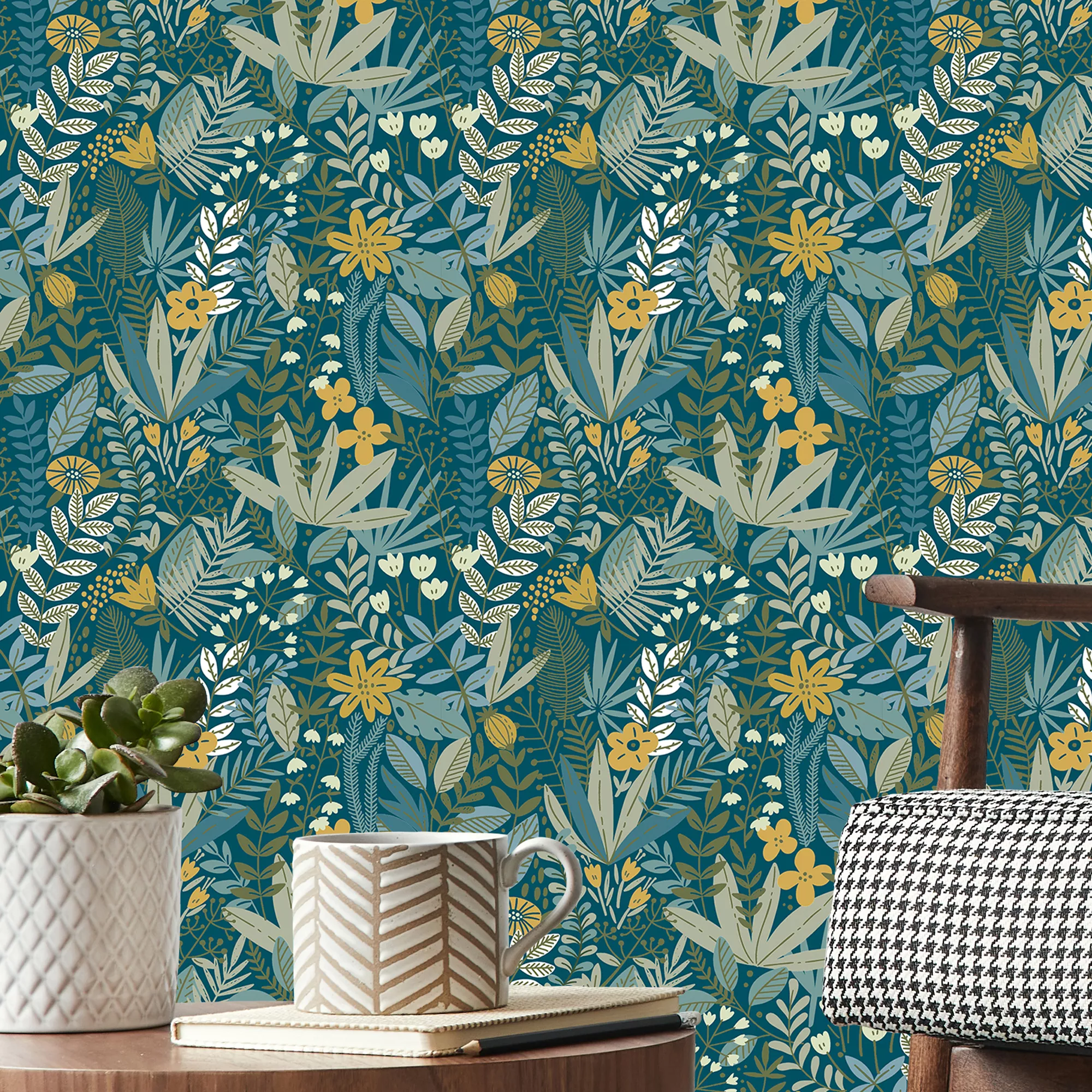 GoodHome Ghips Multicolour Naive Leaves Textured Wallpaper 5 GoodHome Ghips Multicolour Naive Leaves Textured Wallpaper - Image 3