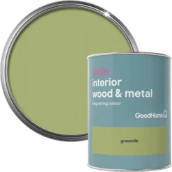 GoodHome Greenhills Satin Metal & Wood Paint, 750ml