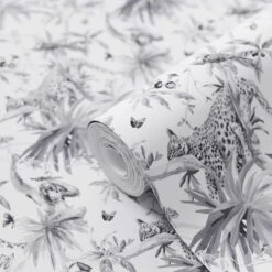 GoodHome Howlit Black & White Jungle Textured Wallpaper