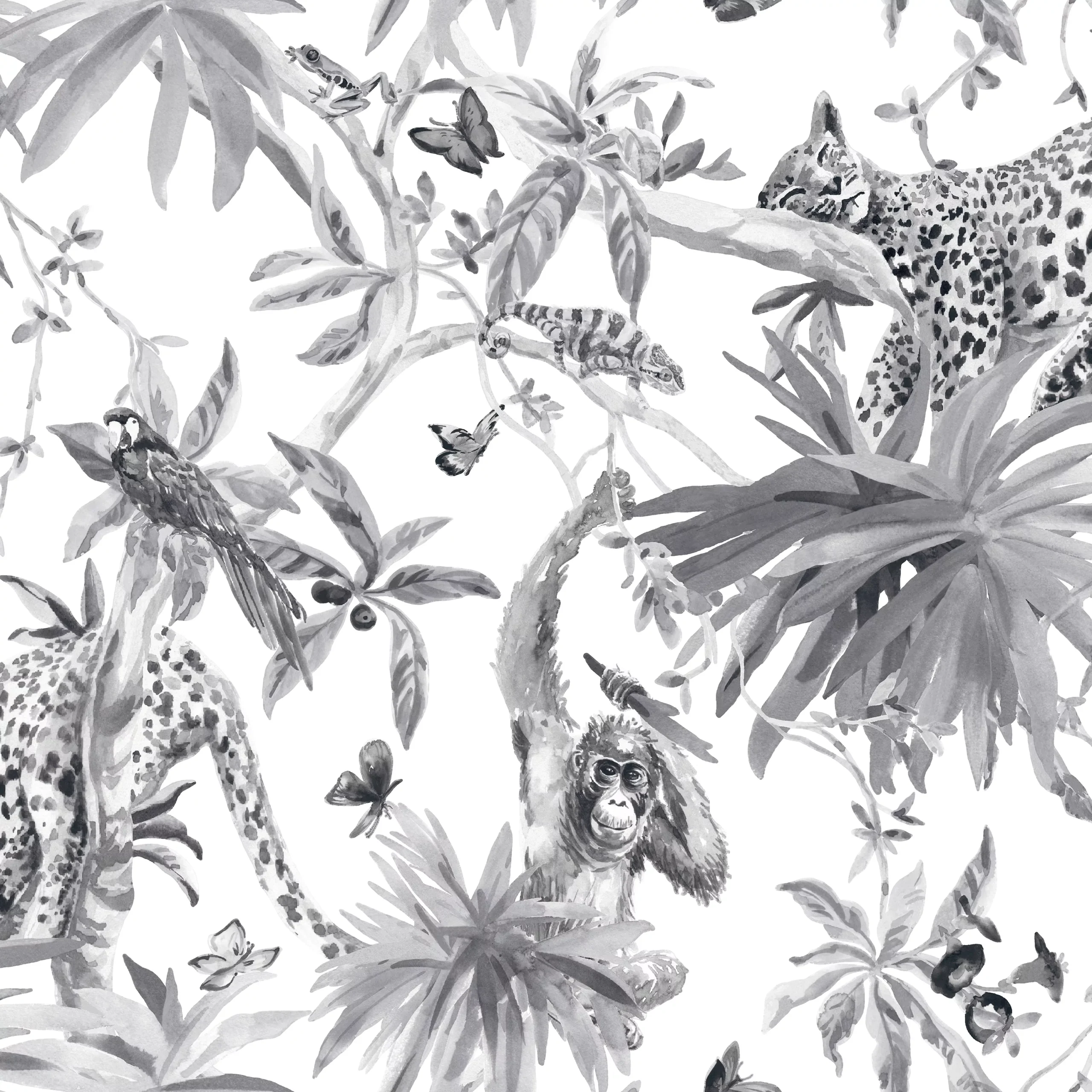 GoodHome Howlit Black & White Jungle Textured Wallpaper 4 GoodHome Howlit Black & White Jungle Textured Wallpaper - Image 2