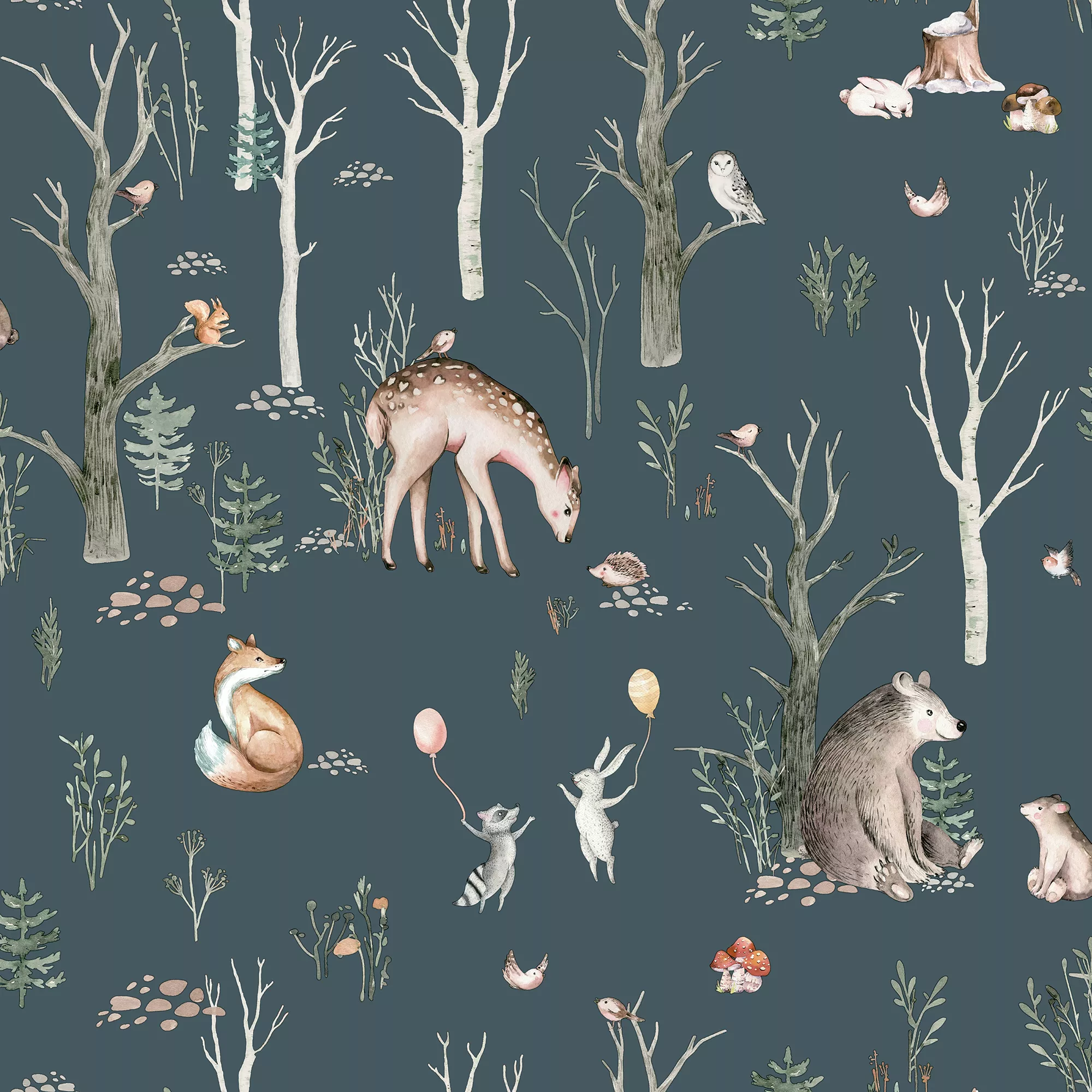 GoodHome Iris Grey Forest Animals Textured Wallpaper 3 GoodHome Iris Grey Forest Animals Textured Wallpaper