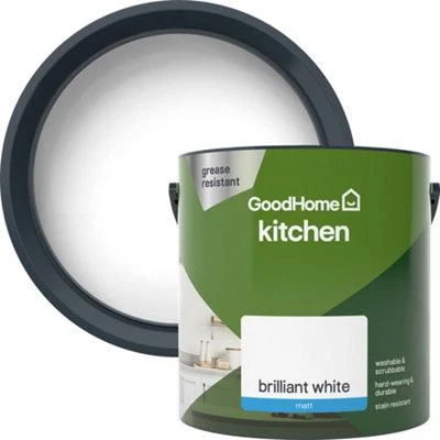 GoodHome Kitchen Brilliant White Matt Emulsion Paint, 2.5L 3 GoodHome Kitchen Brilliant White Matt Emulsion Paint, 2.5L