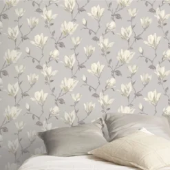 GoodHome Leuzea Grey Floral Smooth Wallpaper 9 GoodHome Leuzea Grey Floral Smooth Wallpaper -Trade Points goodhome leuzea grey floral smooth wallpaper3663602561255 01i bq