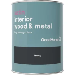 GoodHome Liberty Black Satin Metal & Wood Paint, 750ml 5 GoodHome Liberty Black Satin Metal & Wood Paint, 750ml -Trade Points goodhome liberty black satin metal wood paint 750ml5036581059460 02c bq