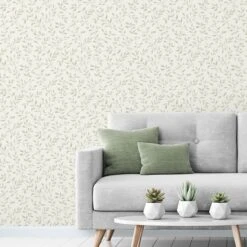GoodHome Linton Sage Green Leaf Trail Woven Effect Textured Wallpaper 9 GoodHome Linton Sage Green Leaf Trail Woven Effect Textured Wallpaper -Trade Points goodhome linton sage green leaf trail woven effect textured wallpaper5059340410180 02i