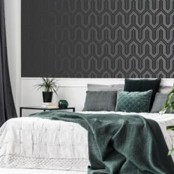GoodHome Lisle Charcoal Geometric Metallic Effect Textured Wallpaper -Trade Points goodhome lisle charcoal geometric metallic effect textured wallpaper5059340410432 21i