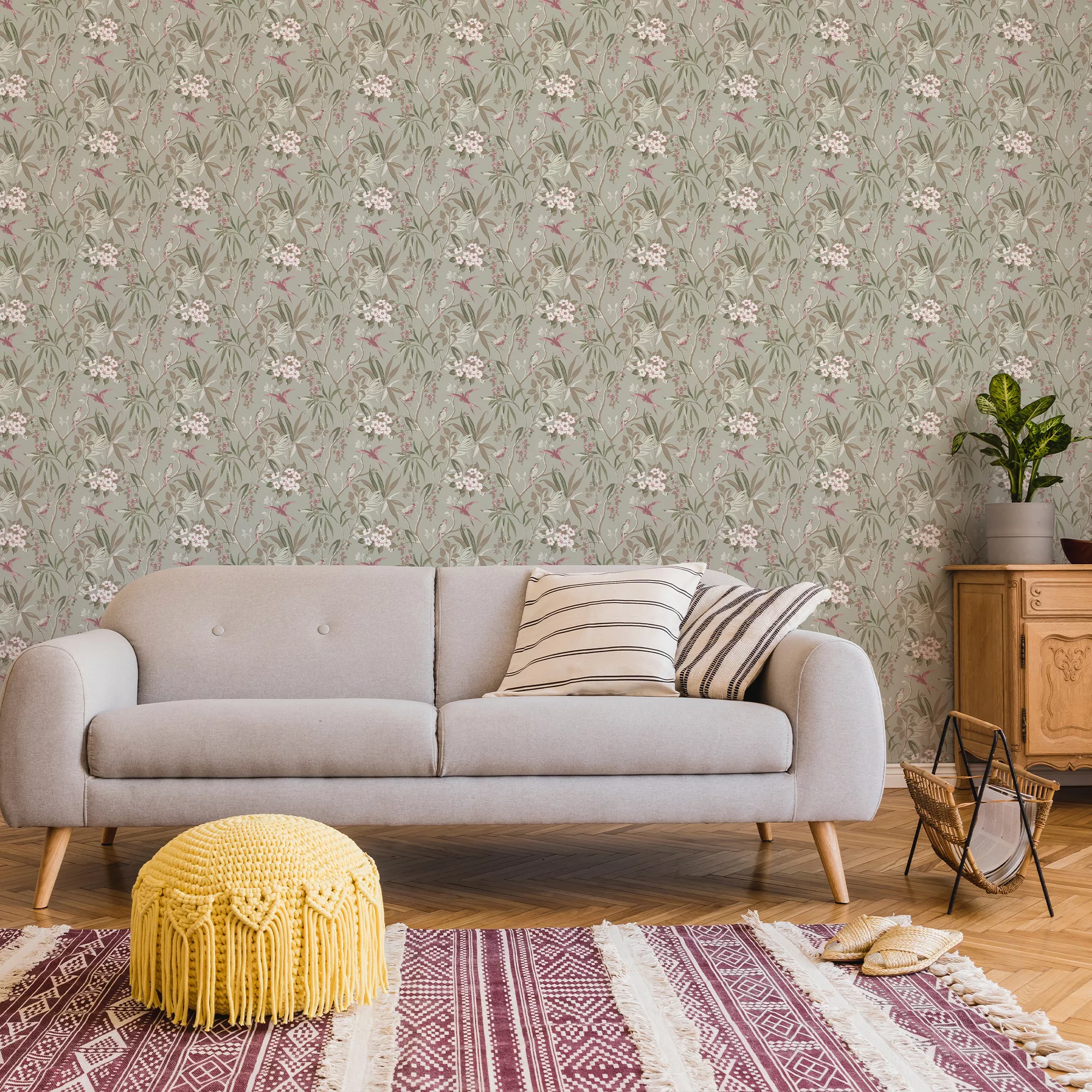 GoodHome Maristow Sage Floral Metallic Effect Textured Wallpaper 7 GoodHome Maristow Sage Floral Metallic Effect Textured Wallpaper - Image 5