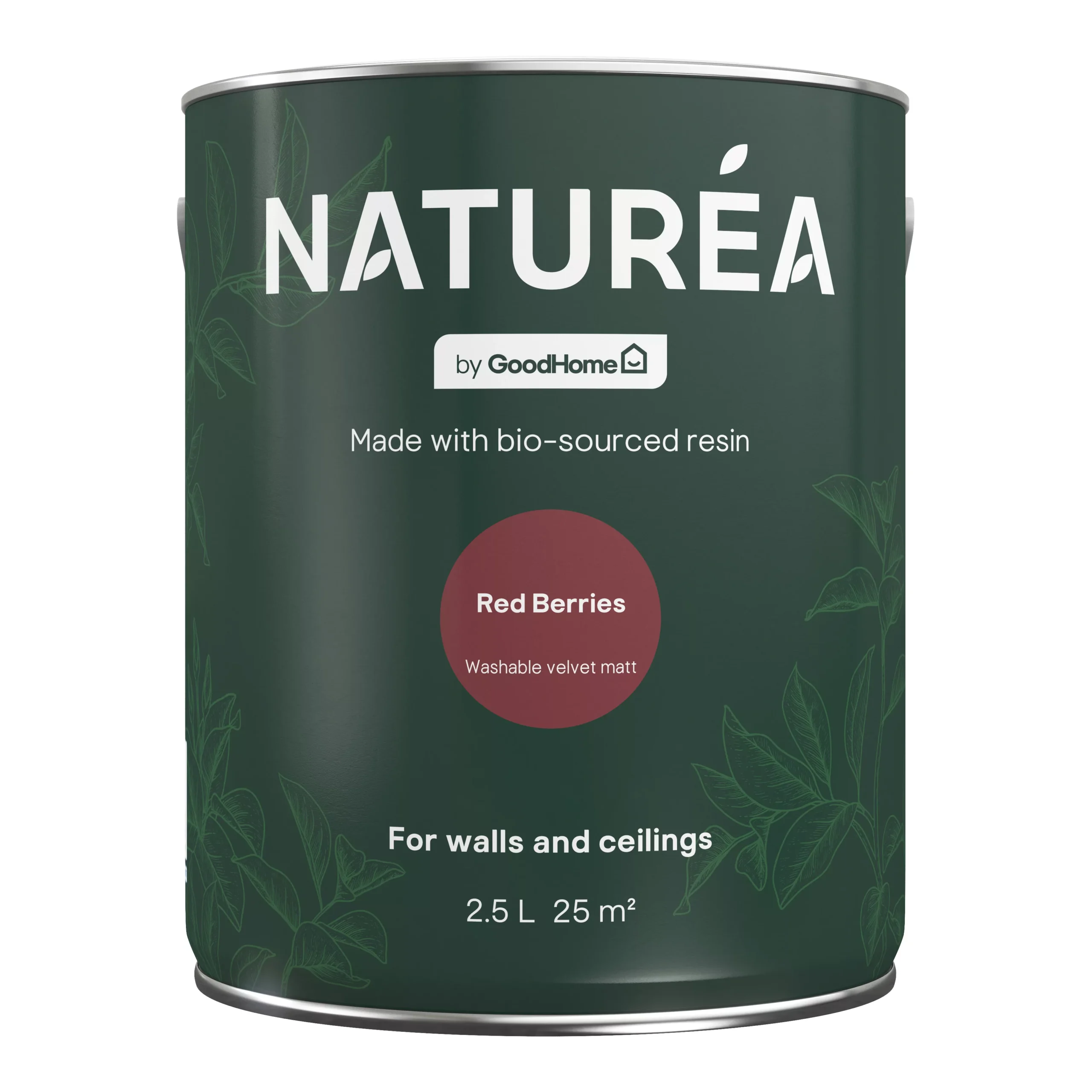 GoodHome Naturéa Red Berries Velvet Matt Emulsion Paint, 2.5L 4 GoodHome Naturéa Red Berries Velvet Matt Emulsion Paint, 2.5L - Image 2