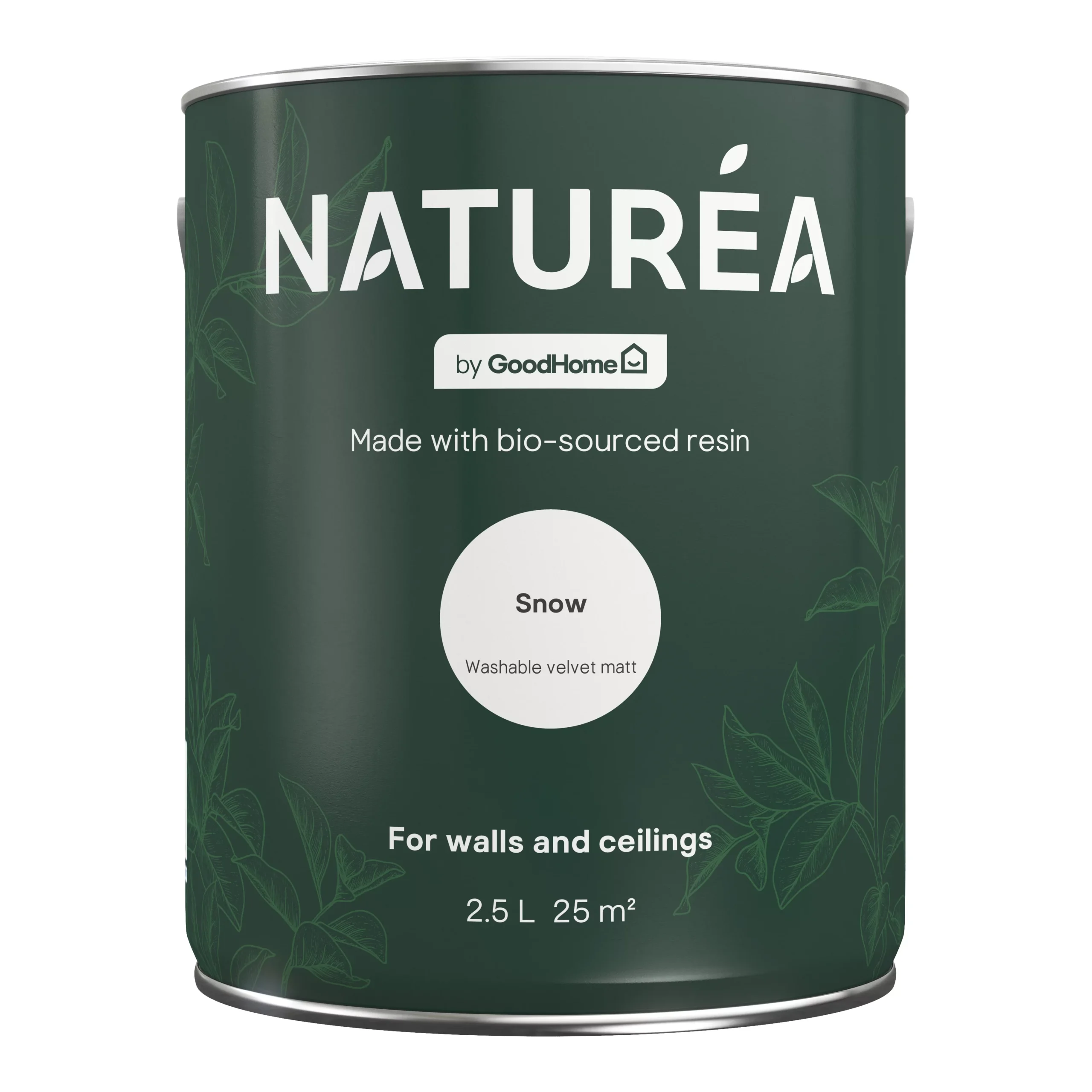 GoodHome Naturéa Snow Velvet Matt Emulsion Paint, 2.5L 4 GoodHome Naturéa Snow Velvet Matt Emulsion Paint, 2.5L - Image 2