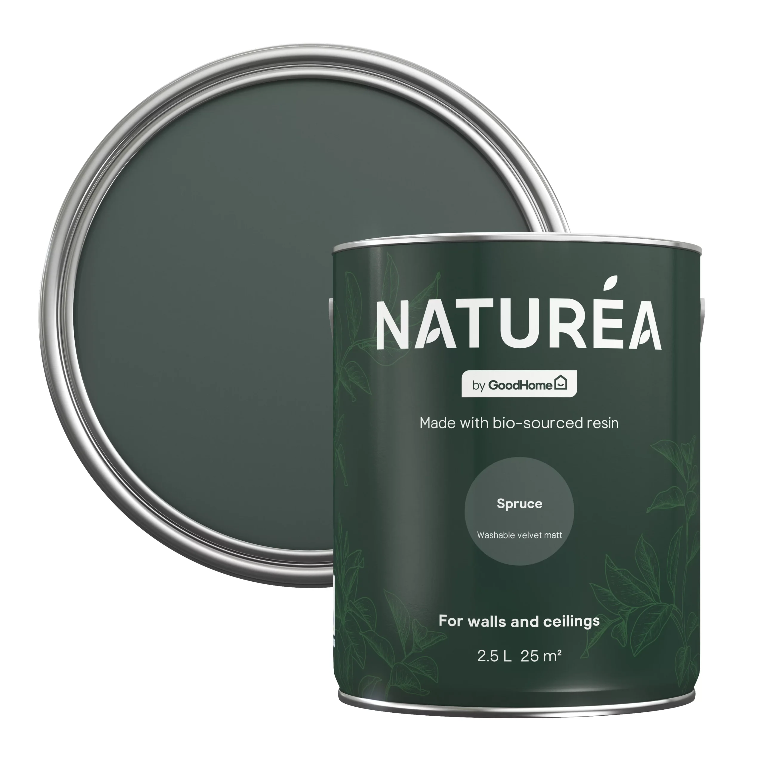 GoodHome Naturéa Spruce Velvet Matt Emulsion Paint, 2.5L 3 GoodHome Naturéa Spruce Velvet Matt Emulsion Paint, 2.5L