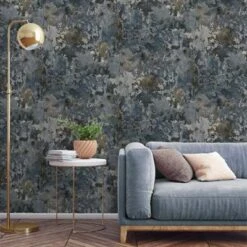 GoodHome Nivosa Navy Concrete Effect Textured Wallpaper -Trade Points goodhome nivosa navy concrete effect textured wallpaper5059340409863 01i