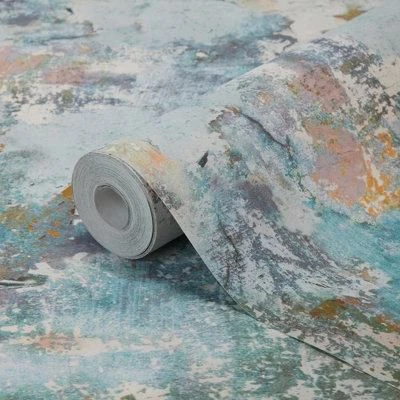 GoodHome Nivosa Teal Coloured Concrete Plaster Effect Embossed Wallpaper 3 GoodHome Nivosa Teal Coloured Concrete Plaster Effect Embossed Wallpaper