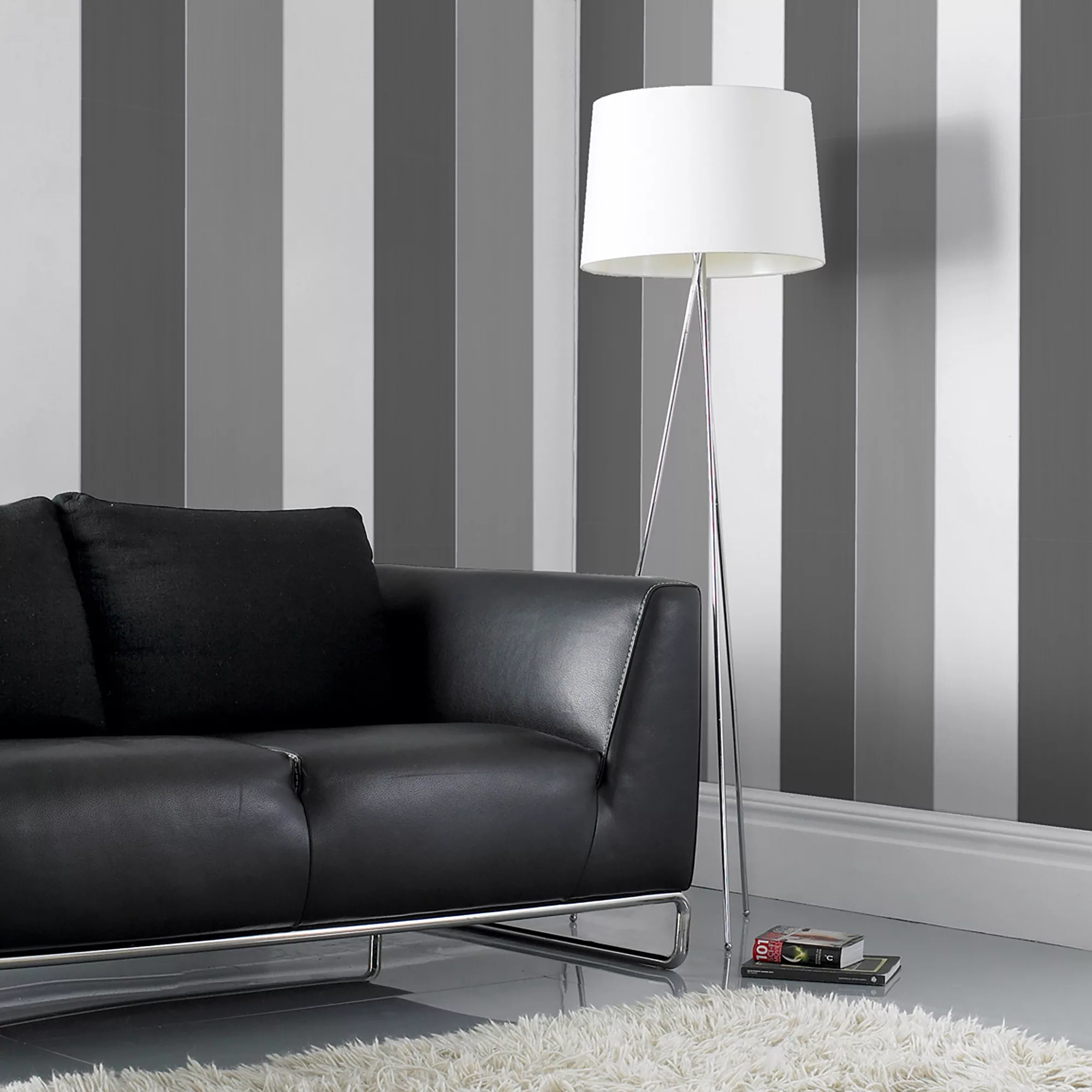 GoodHome Okere Grey & White Striped Textured Wallpaper 5 GoodHome Okere Grey & White Striped Textured Wallpaper - Image 3