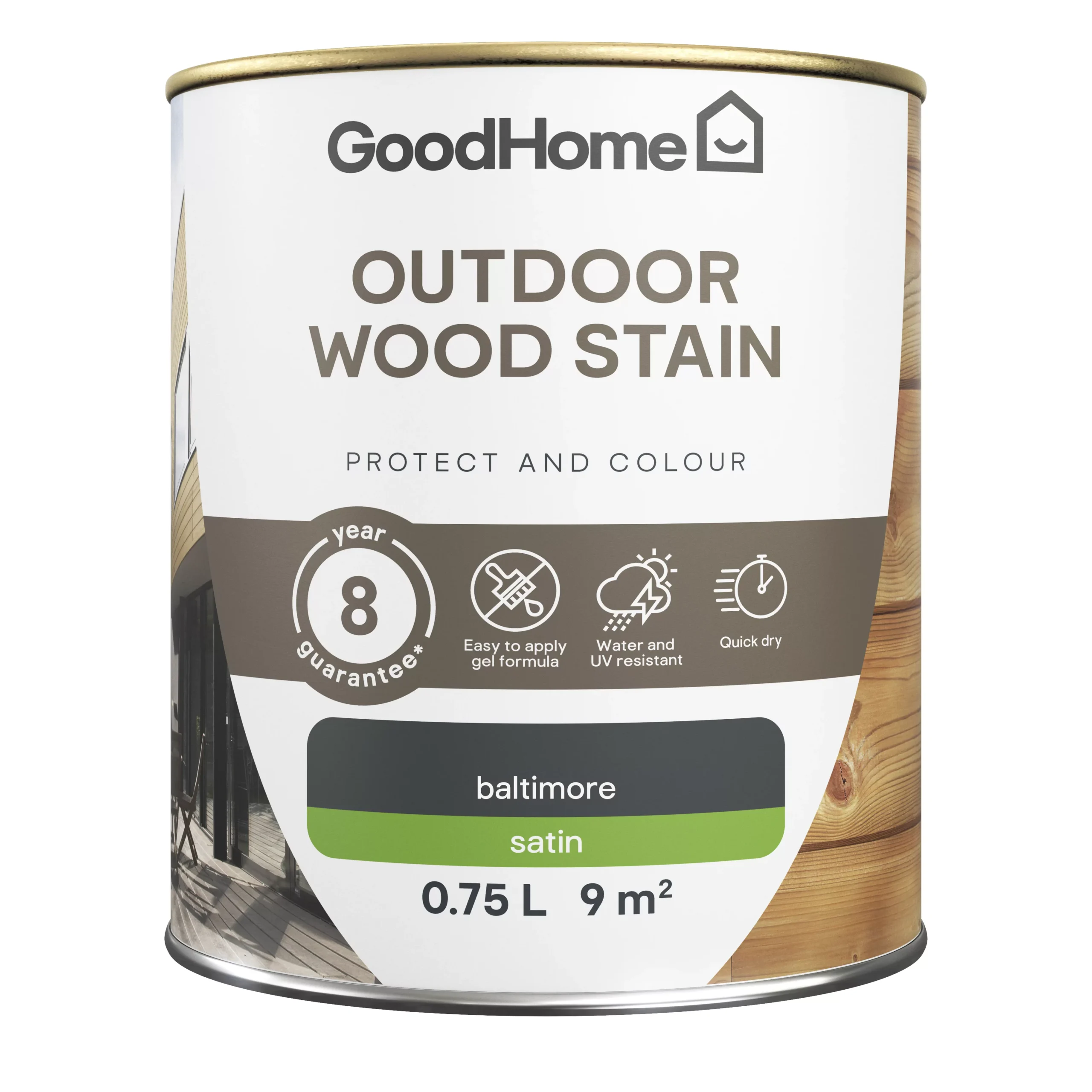 GoodHome Outdoor Baltimore Satin Quick Dry Wood Stain, 750ml 4 GoodHome Outdoor Baltimore Satin Quick Dry Wood Stain, 750ml - Image 2