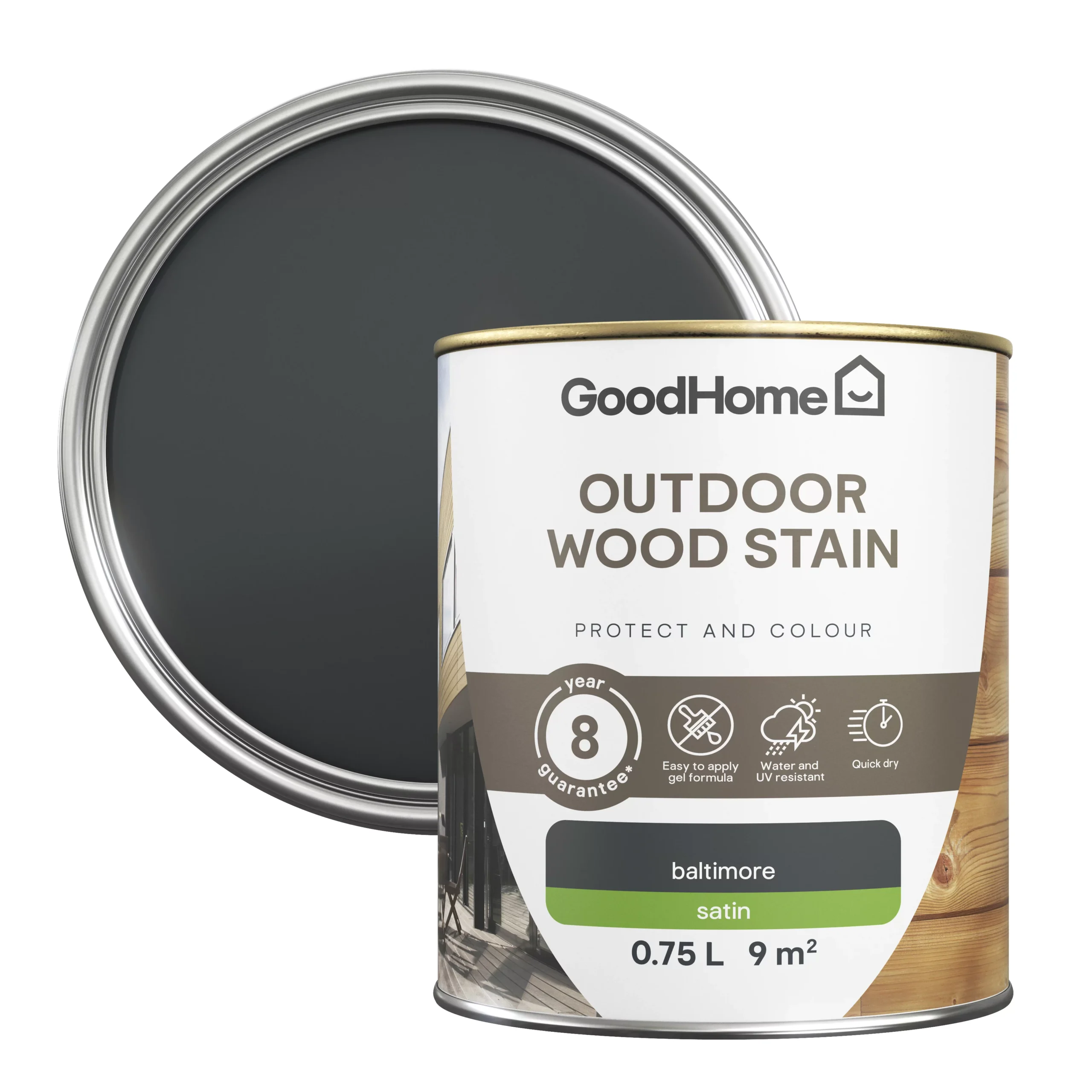 GoodHome Outdoor Baltimore Satin Quick Dry Wood Stain, 750ml 3 GoodHome Outdoor Baltimore Satin Quick Dry Wood Stain, 750ml