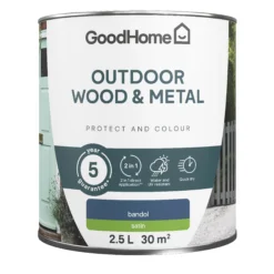 GoodHome Outdoor Bandol Satinwood Multi-surface Paint, 2.5L 7 GoodHome Outdoor Bandol Satinwood Multi-surface Paint, 2.5L -Trade Points goodhome outdoor bandol satinwood multi surface paint 2 5l5059340296951 02c