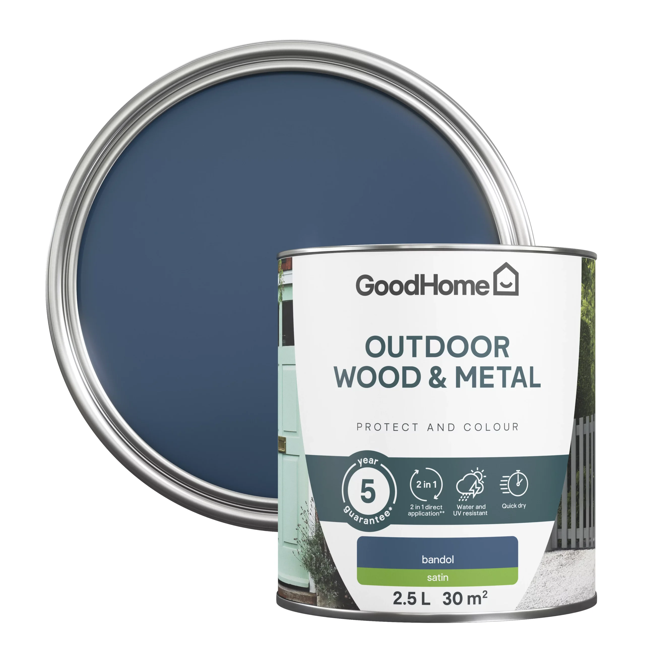 GoodHome Outdoor Bandol Satinwood Multi-surface Paint, 2.5L 3 GoodHome Outdoor Bandol Satinwood Multi-surface Paint, 2.5L