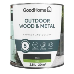 GoodHome Outdoor Black Satinwood Multi-surface Paint, 2.5L 7 GoodHome Outdoor Black Satinwood Multi-surface Paint, 2.5L -Trade Points goodhome outdoor black satinwood multi surface paint 2 5l5059340296944 02c