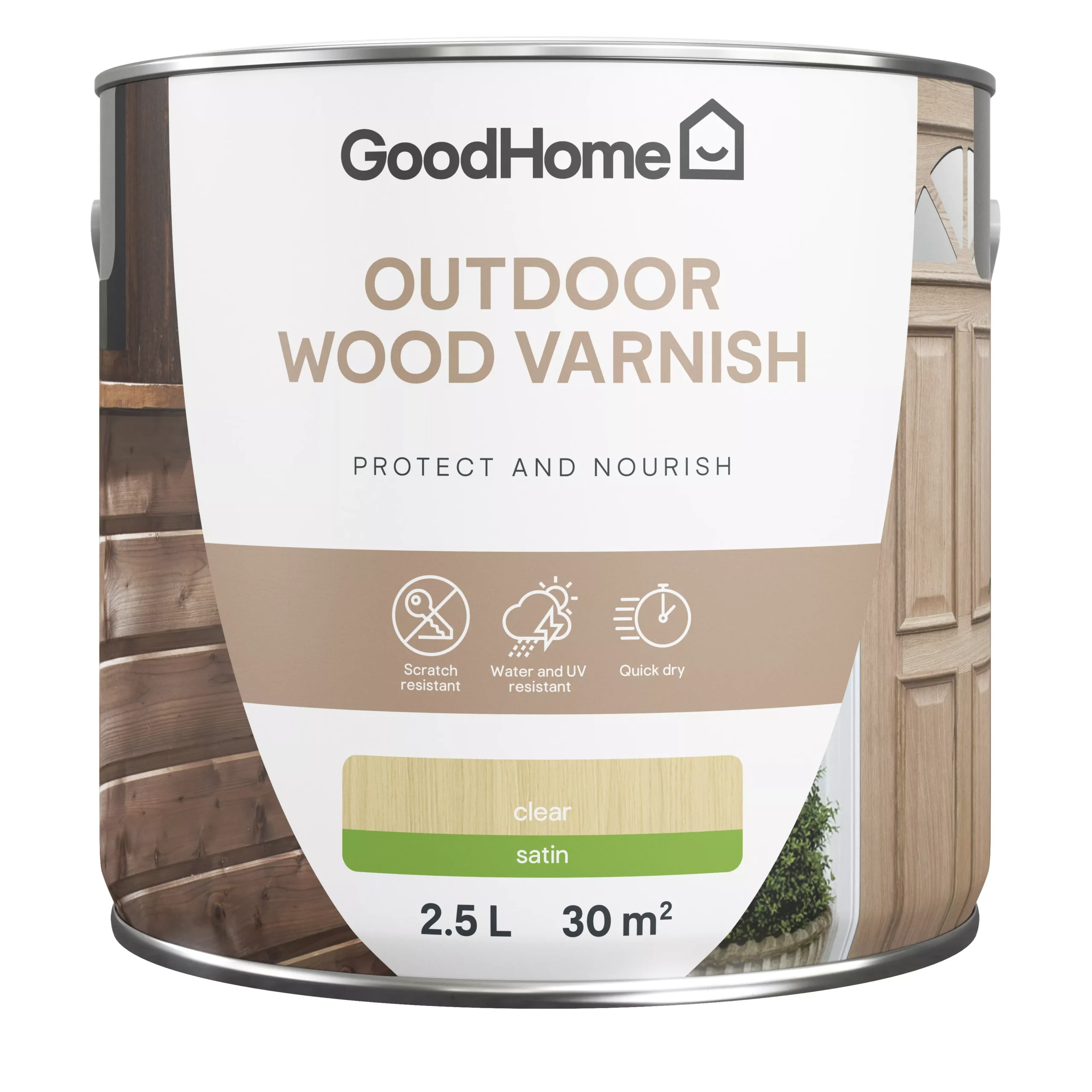 GoodHome Outdoor Clear Satin Varnish, 2.5L 4 GoodHome Outdoor Clear Satin Varnish, 2.5L - Image 2