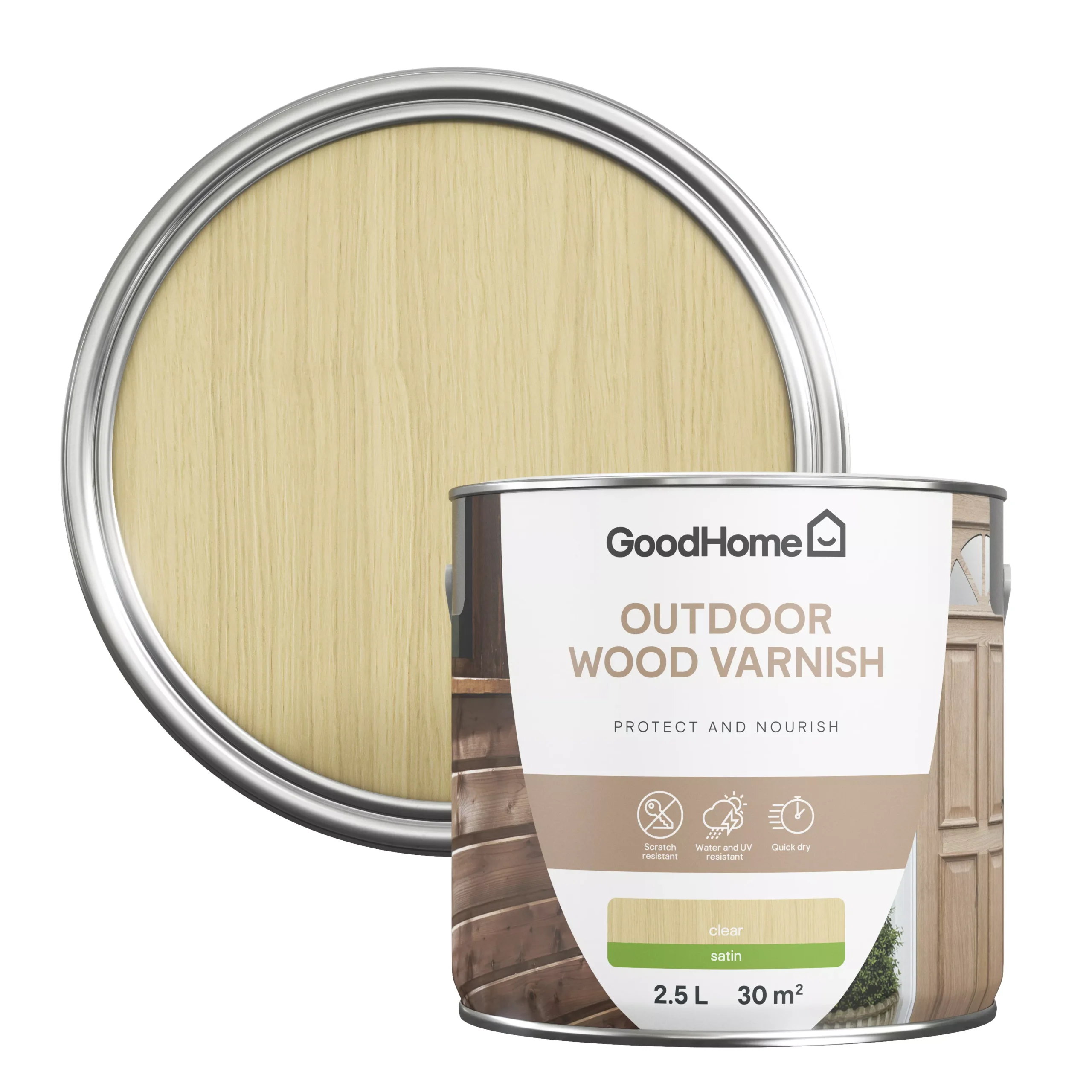 GoodHome Outdoor Clear Satin Varnish, 2.5L 3 GoodHome Outdoor Clear Satin Varnish, 2.5L