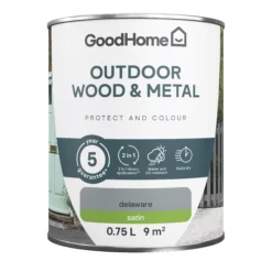 GoodHome Outdoor Delaware Satinwood Multi-surface Paint, 750ml -Trade Points goodhome outdoor delaware satinwood multi surface paint 750ml5059340296906 02c