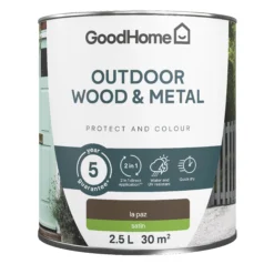 GoodHome Outdoor La Paz Satinwood Multi-surface Paint, 2.5L 7 GoodHome Outdoor La Paz Satinwood Multi-surface Paint, 2.5L -Trade Points goodhome outdoor la paz satinwood multi surface paint 2 5l5059340296968 02c