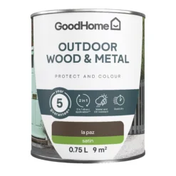 GoodHome Outdoor La Paz Satinwood Multi-surface Paint, 750ml -Trade Points goodhome outdoor la paz satinwood multi surface paint 750ml5059340296883 02c