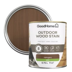 GoodHome Outdoor Mahogany Satin Quick Dry Wood Stain, 750ml