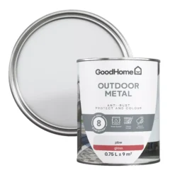 GoodHome Outdoor White Gloss Exterior Metal Paint, 750ml Tin