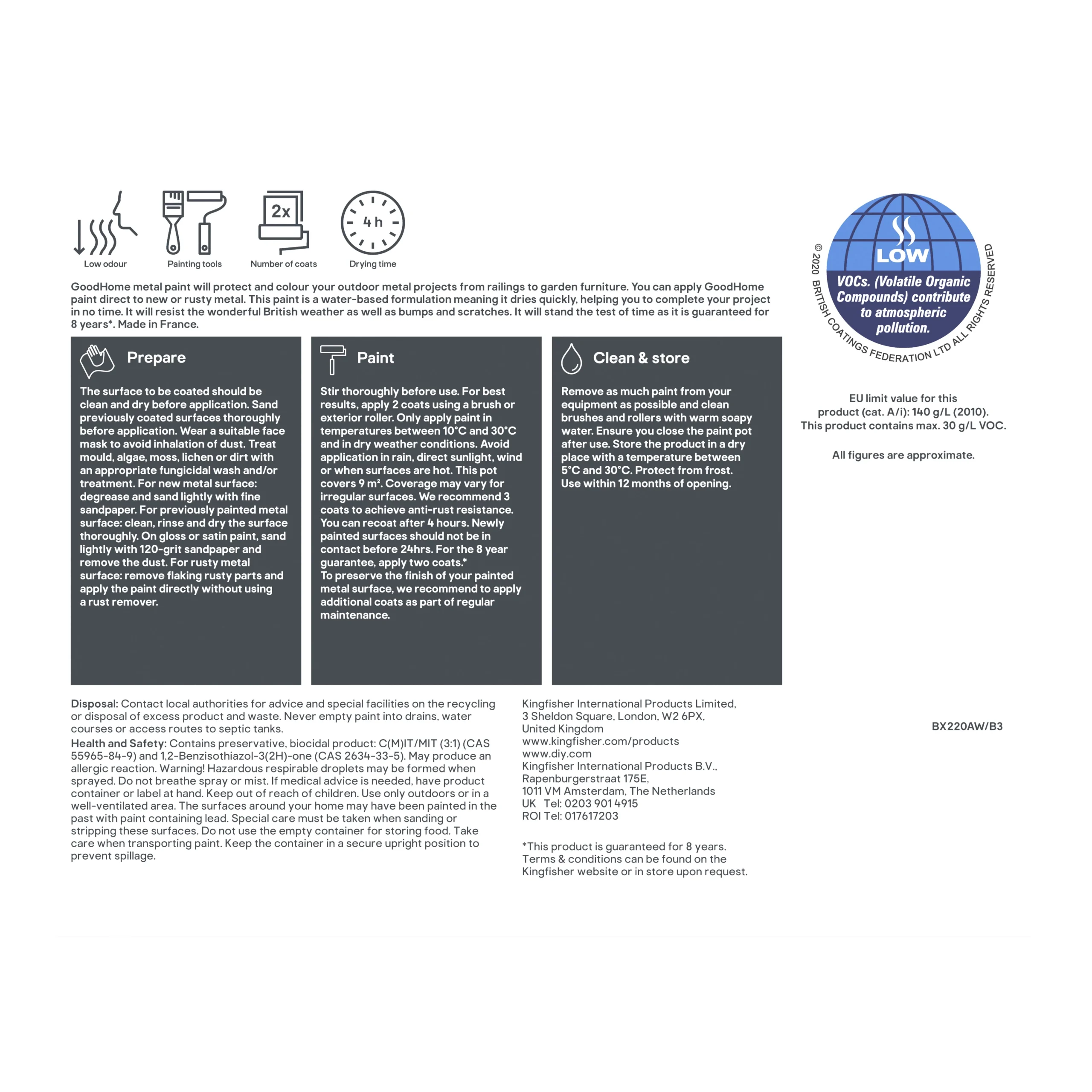 GoodHome Outdoor White Satinwood Exterior Metal Paint, 750ml Tin 7 GoodHome Outdoor White Satinwood Exterior Metal Paint, 750ml Tin - Image 5