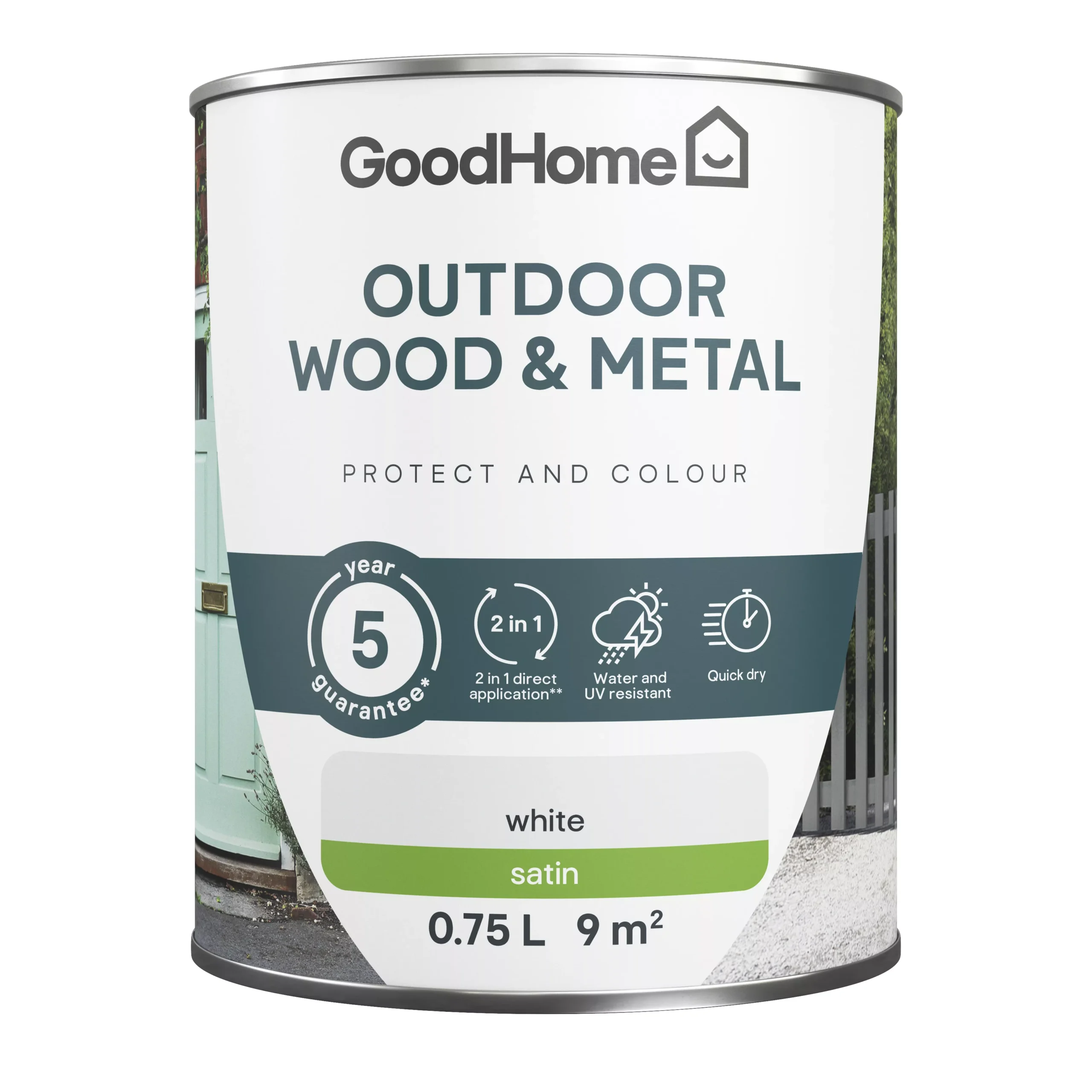 GoodHome Outdoor White Satinwood Multi-surface Paint, 750ml 4 GoodHome Outdoor White Satinwood Multi-surface Paint, 750ml - Image 2