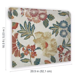 GoodHome Padworth Blue, Cream & Red Floral Textured Wallpaper -Trade Points goodhome padworth blue cream red floral textured wallpaper5059340410562 02t