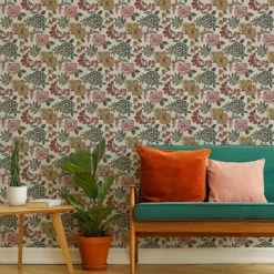 GoodHome Padworth Blue, Cream & Red Floral Textured Wallpaper -Trade Points goodhome padworth blue cream red floral textured wallpaper5059340410562 20i