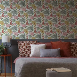 GoodHome Padworth Blue, Cream & Red Floral Textured Wallpaper -Trade Points goodhome padworth blue cream red floral textured wallpaper5059340410562 21i