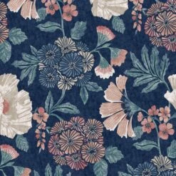 GoodHome Padworth Navy Woven Effect Textured Wallpaper