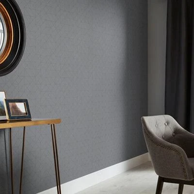 GoodHome Patula Dark Grey Geometric Ridged Effect Textured Wallpaper 6 GoodHome Patula Dark Grey Geometric Ridged Effect Textured Wallpaper - Image 4
