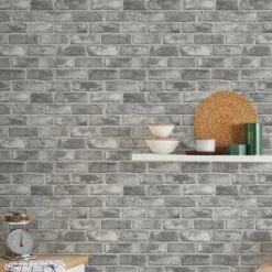 GoodHome Pernay Grey Brick Glitter Effect Textured Wallpaper 15 GoodHome Pernay Grey Brick Glitter Effect Textured Wallpaper -Trade Points goodhome pernay grey brick glitter effect textured wallpaper3663602559672 03i