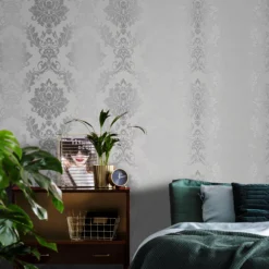GoodHome Phacelia Grey Damask Textured Wallpaper 14 GoodHome Phacelia Grey Damask Textured Wallpaper -Trade Points goodhome phacelia grey damask textured wallpaper3663602560180 02i BQ