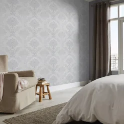 GoodHome Phacelia Grey Damask Textured Wallpaper 15 GoodHome Phacelia Grey Damask Textured Wallpaper -Trade Points goodhome phacelia grey damask textured wallpaper3663602560180 30i